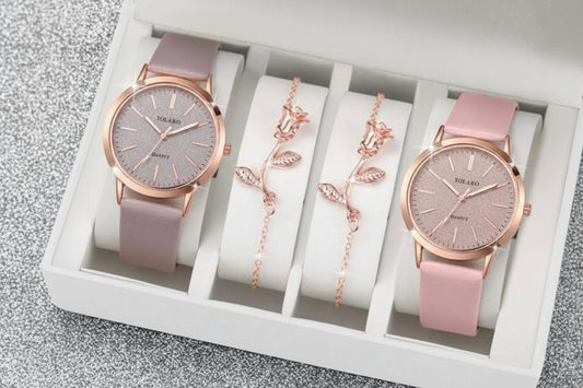Elegant Gold Toned Jewellery and Watch Set