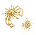Gold Sun Bracelet Ring Set,Bohemia Retro Adjustable Statement Jewelry - 2 Piece