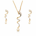 Classic Imitation Pearl Gold Color Jewelry Set Elegant Party Wear | AW