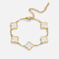 Clover Charm Bracelet – White & Gold
